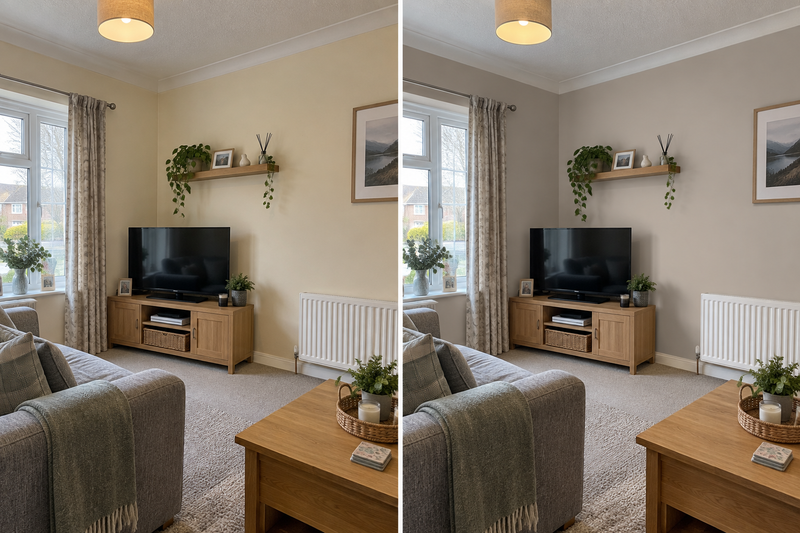 DRENCH™ All In One Paint — Soft Greige customer project — before and after