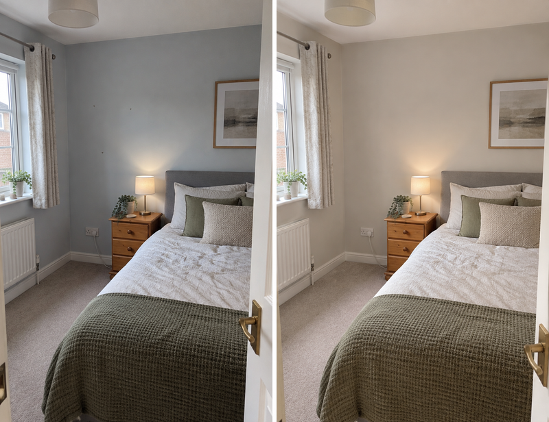 DRENCH™ All In One Paint — Soft Greige customer project — before and after