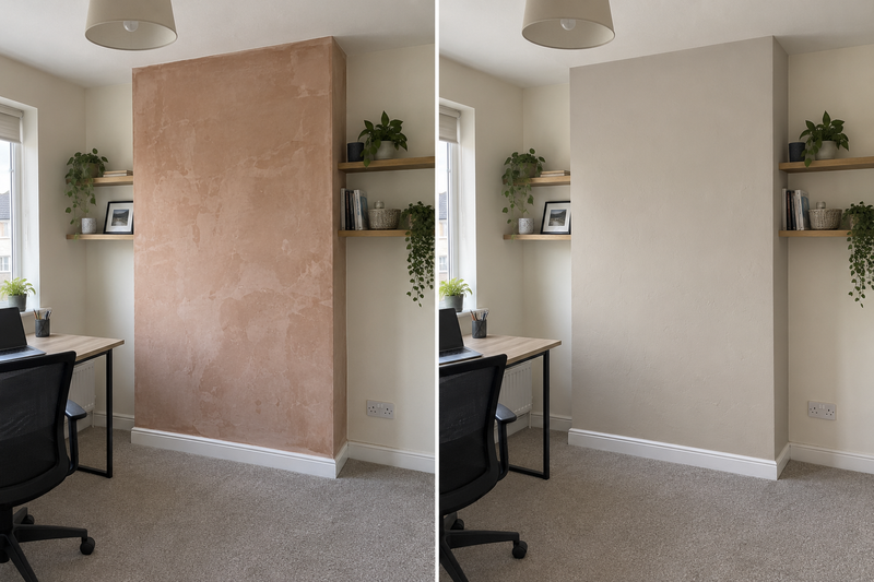 DRENCH™ All In One Paint — Soft Greige customer project — before and after