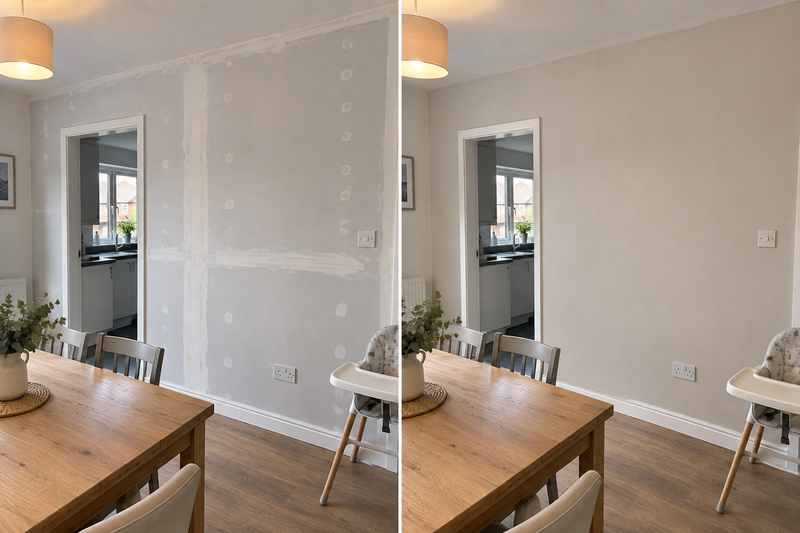 DRENCH™ All In One Paint — Soft Greige customer project — before and after