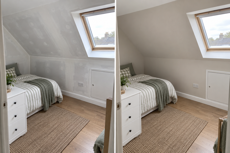 DRENCH™ All In One Paint — Soft Greige customer project — before and after