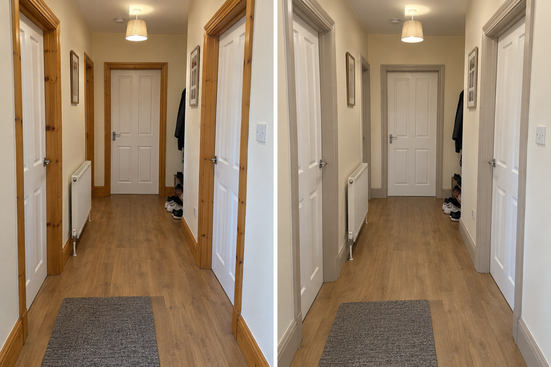 DRENCH™ All In One Paint — Soft Greige customer project — before and after