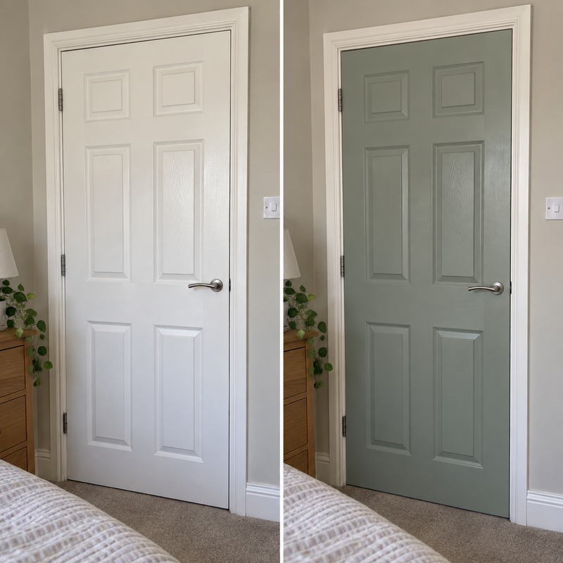 DRENCH™ All In One Paint — Willow Green customer project — before and after