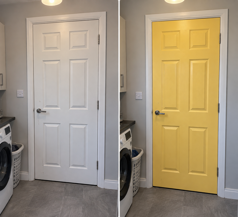 DRENCH™ All In One Paint — Dandelion Yellow customer project — before and after