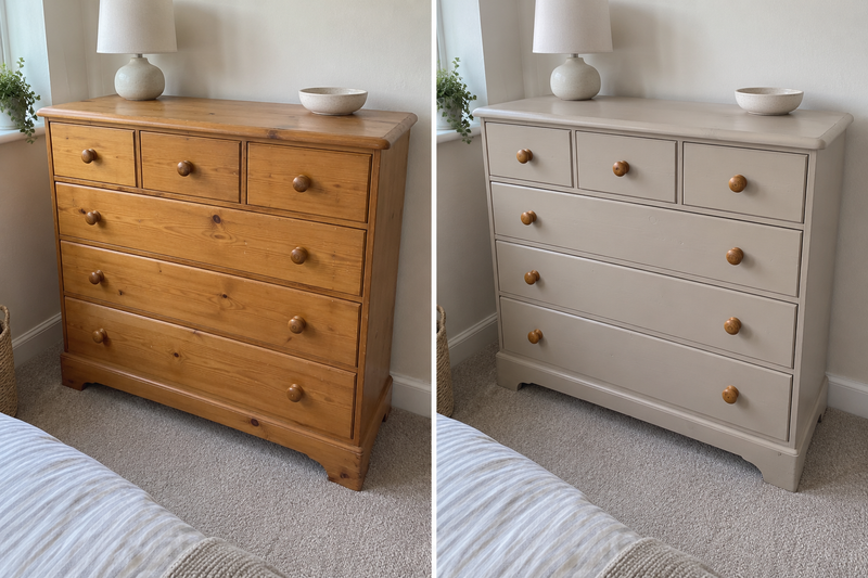 DRENCH™ All In One Paint — Soft Greige customer project — before and after