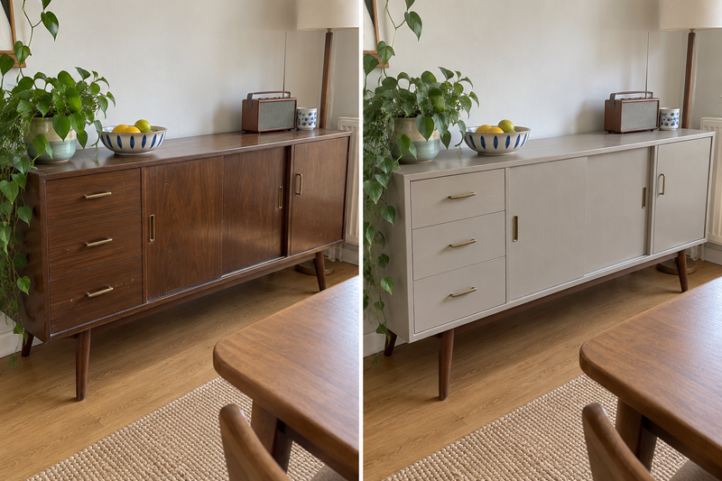 DRENCH™ All In One Paint — Soft Greige customer project — before and after