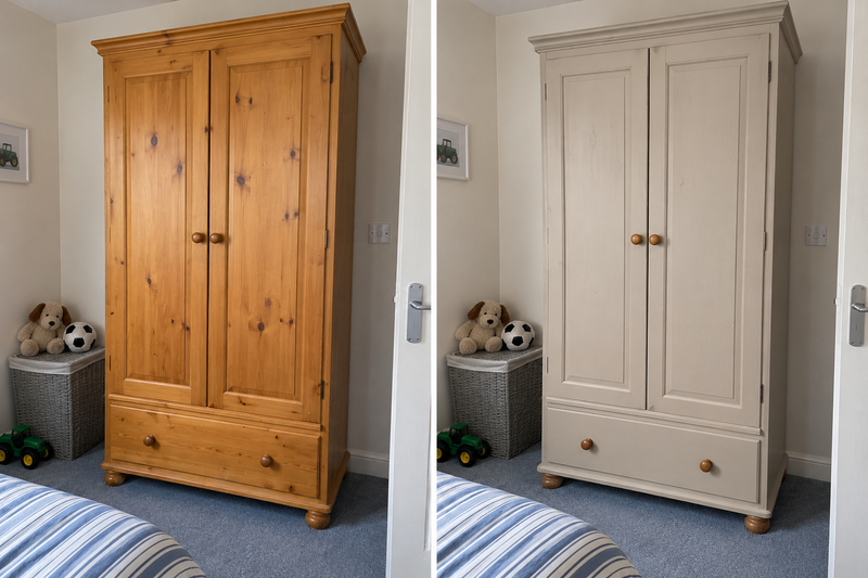 DRENCH™ All In One Paint — Soft Greige customer project — before and after