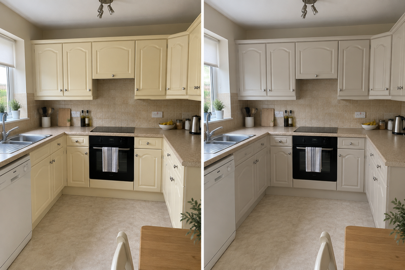 DRENCH™ All In One Paint — Soft Greige customer project — before and after
