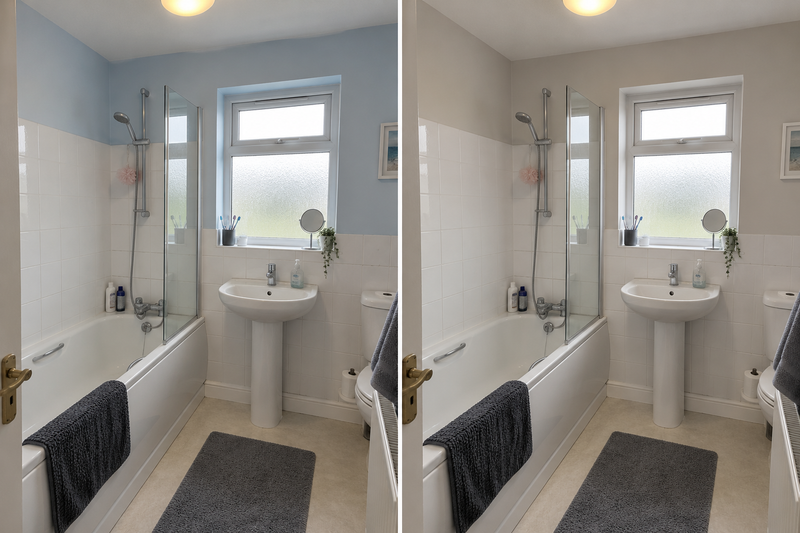 DRENCH™ All In One Paint — Soft Greige customer project — before and after