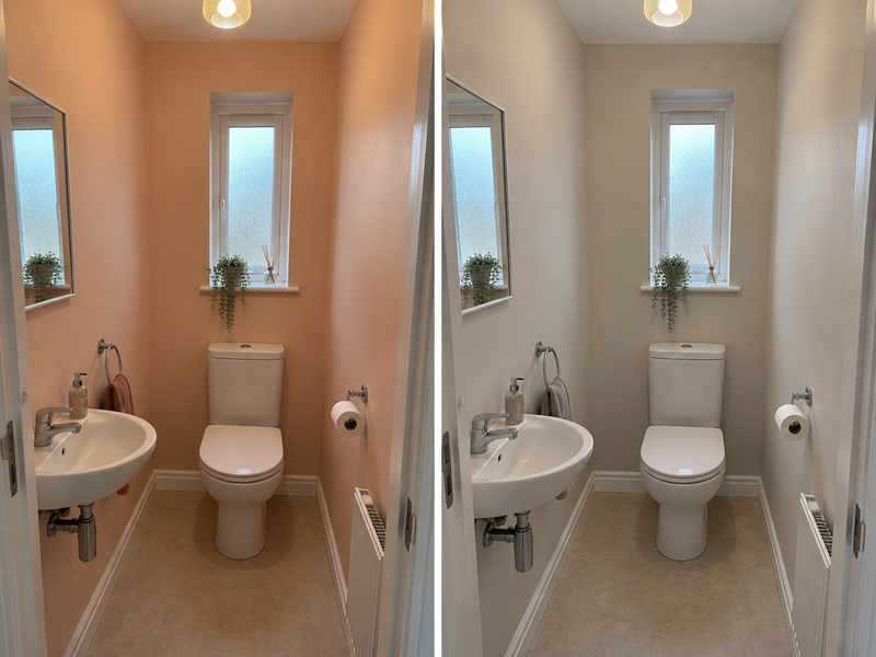 DRENCH™ All In One Paint — Soft Greige customer project — before and after