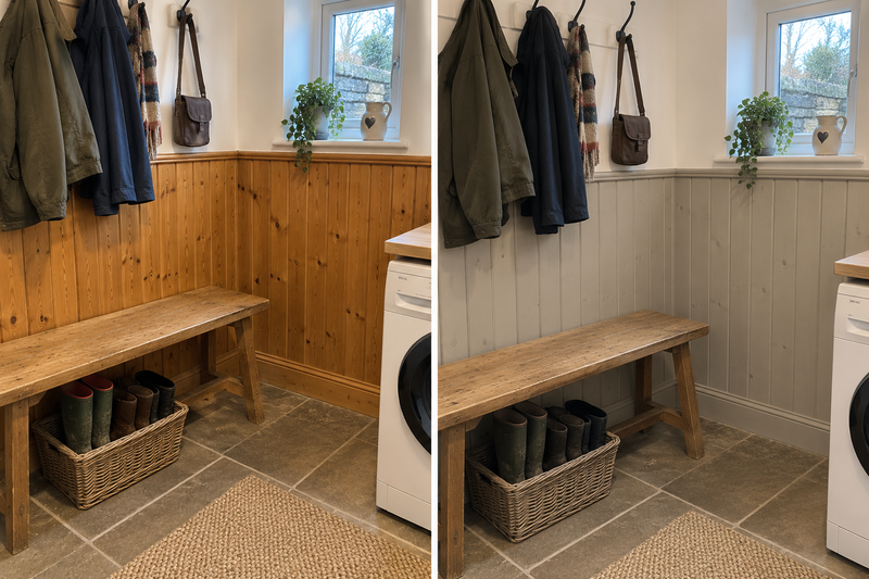 DRENCH™ All In One Paint — Soft Greige customer project — before and after