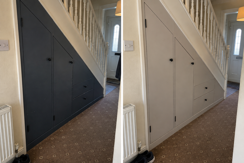 DRENCH™ All In One Paint — Soft Greige customer project — before and after