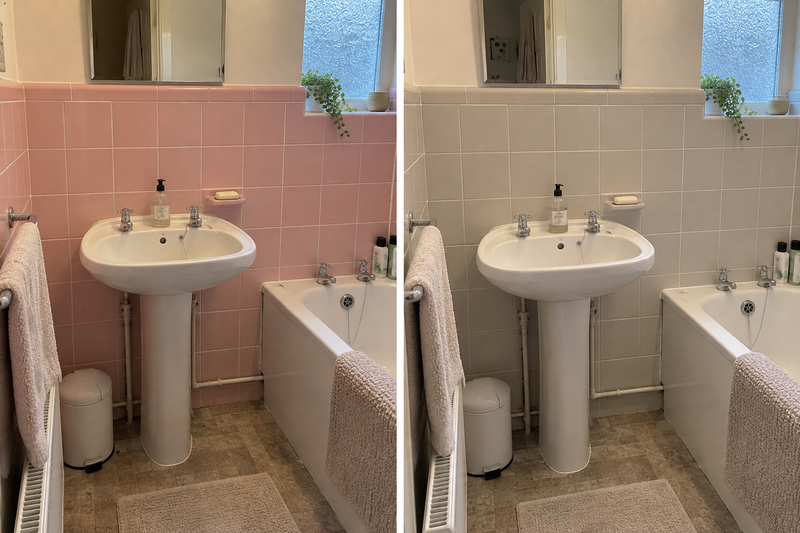 DRENCH™ All In One Paint — Soft Greige customer project — before and after
